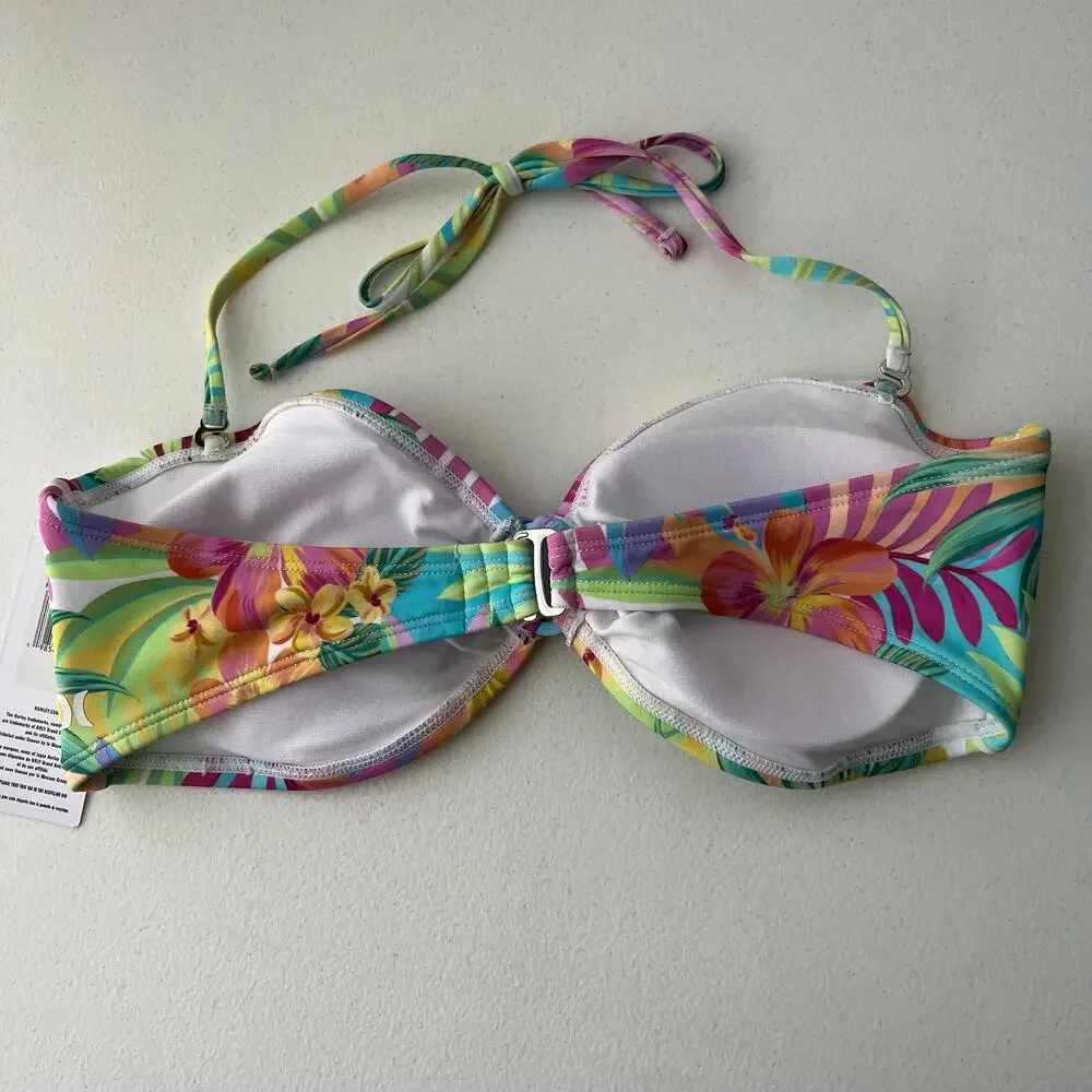 Hurley 2-Piece Bikini Set Women's Large Colorful Tropical Hawaiian Swimwear NEW